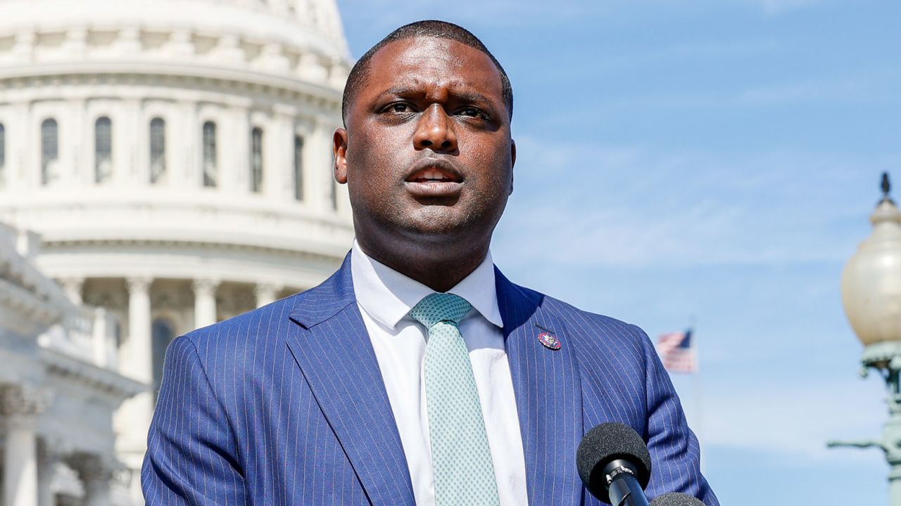 Then-Rep. Mondaire Jones speaks during a news conference on Capitol Hill on September 29, 2022 in Washington, DC. 